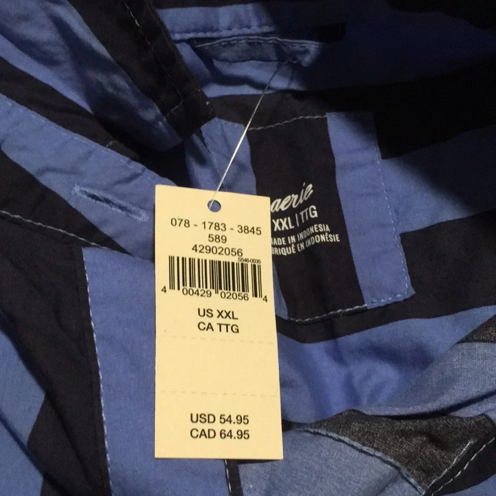 NWT AERIE Blue Striped Button-Up Shirt XXL - Picture 6 of 6